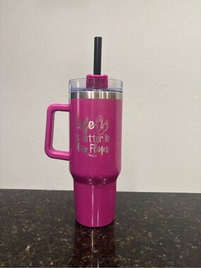 Piper Lou Pink Insulated Tumbler w/ Handle Straw ‘Life is Better in Flip Flops’